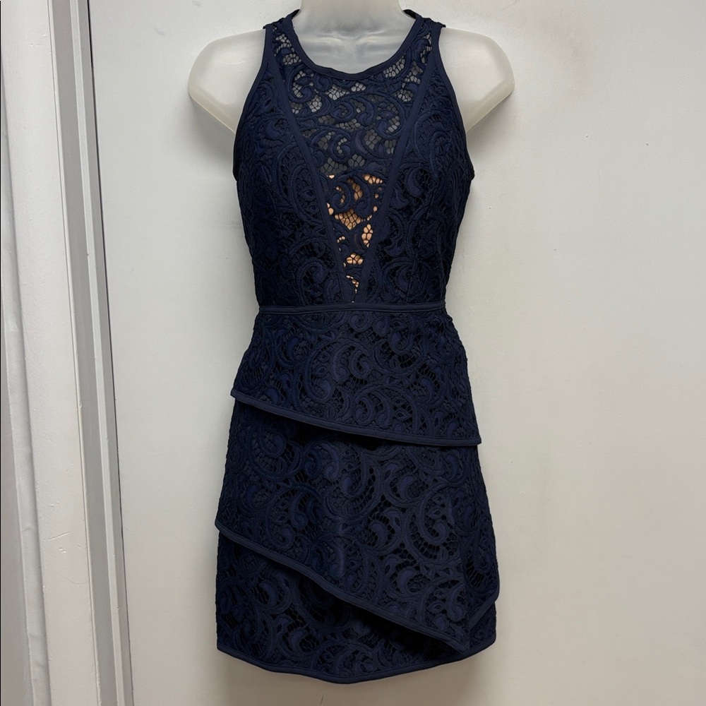BCBGMAXAZRIA Navy Lace Sheath Dress Size 2